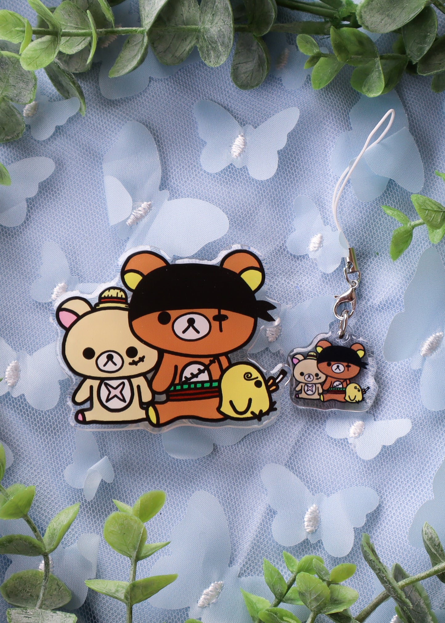 Rilakkuma X Straw Hats Trio Phone Charm & Grip Combo